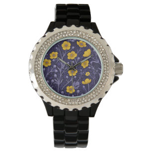 Reloj De Pulsera Mariposas, amarillas y violetas