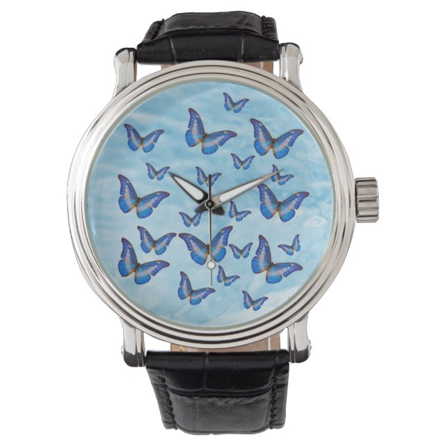 Reloj De Pulsera Mariposas Azules (Anverso)
