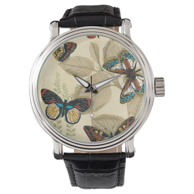 Reloj De Pulsera Mariposas brillando sobre hojas (Anverso)