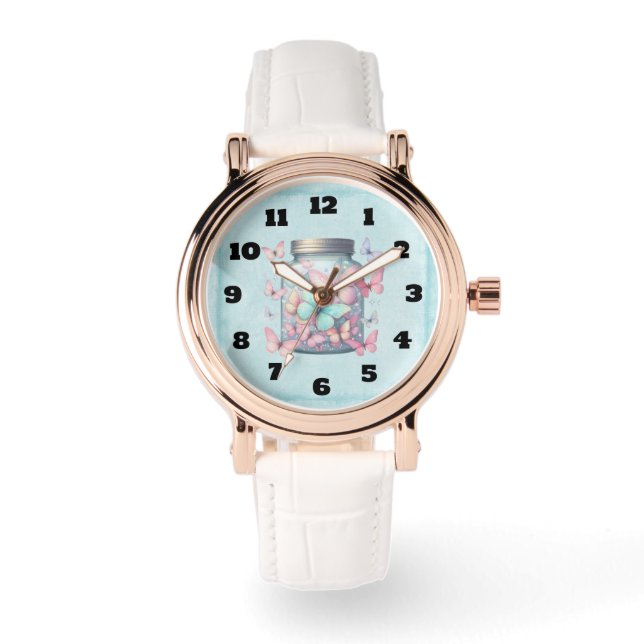 Reloj De Pulsera Mariposas Caprichosas en un Tarro (Anverso)