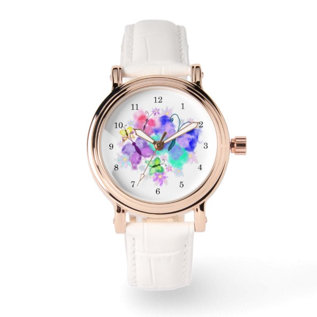 Reloj De Pulsera Mariposas Coloridas Observan  (Anverso)