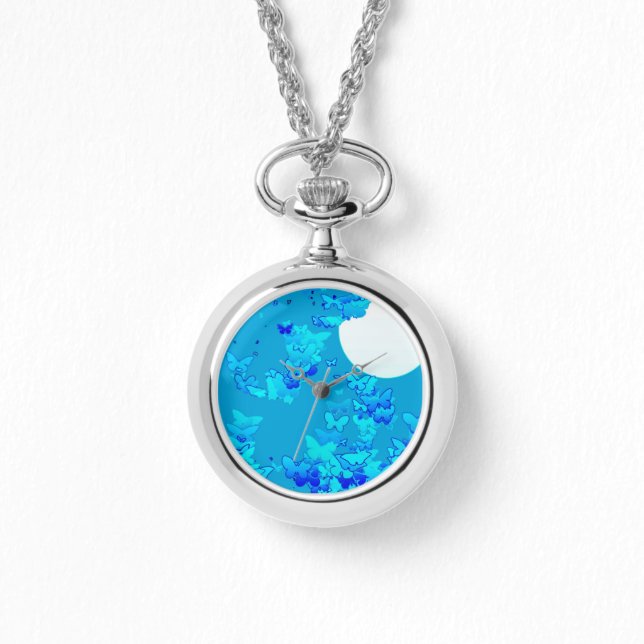 Reloj De Pulsera Mariposas contra el cielo azul nocturno, lunares (Anverso)
