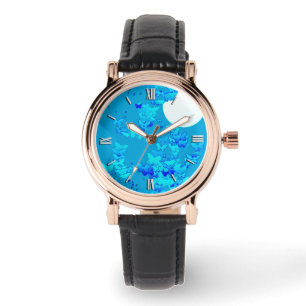 Reloj De Pulsera Mariposas contra el cielo azul nocturno, lunares