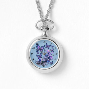 Reloj De Pulsera Mariposas de brillo cósmico azul