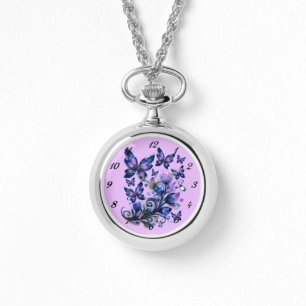 Reloj De Pulsera Mariposas de brillo cósmico rosa