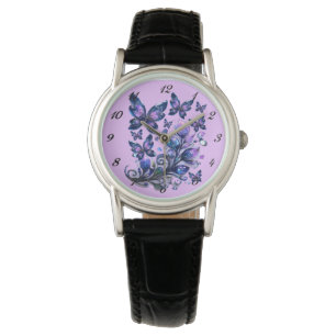 Reloj De Pulsera Mariposas de brillo cósmico rosa