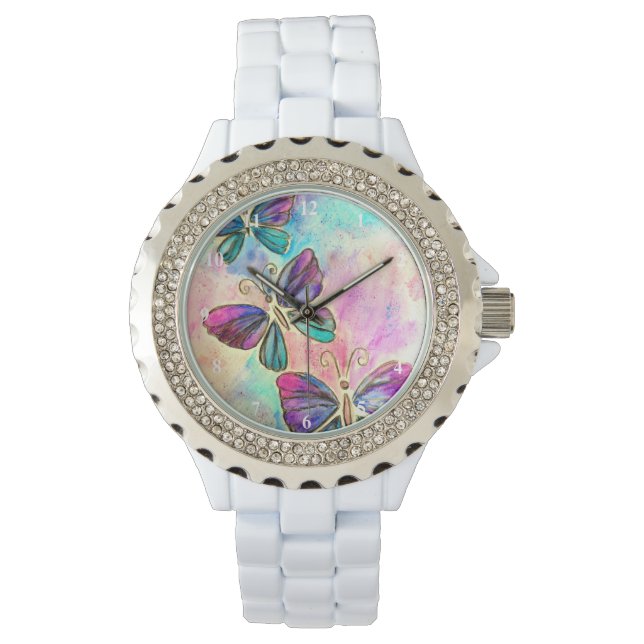 Reloj De Pulsera Mariposas de colores finos - (Anverso)