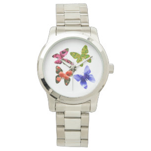 Reloj De Pulsera Mariposas De Cuatro Flores, Unisex Grande