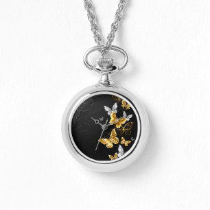 Reloj De Pulsera Mariposas doradas y blancas