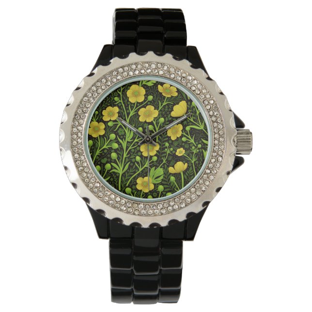 Reloj De Pulsera Mariposas en negro (Anverso)