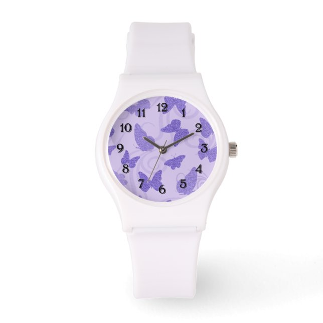 Reloj De Pulsera Mariposas Lilac Purpurinoso (Anverso)
