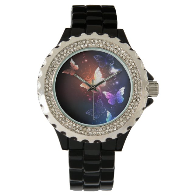 Reloj De Pulsera Mariposas nocturnas brillantes (Anverso)