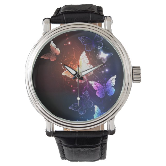 Reloj De Pulsera Mariposas nocturnas brillantes (Anverso)
