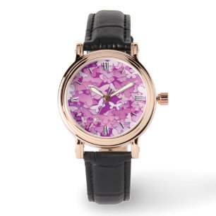 Reloj De Pulsera Mariposas, púrpura, lavanda, rosa