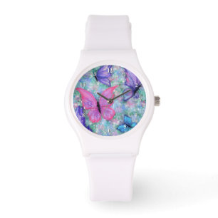 Reloj De Pulsera Mariposas Púrpura Rosa Volando Observador Primaver