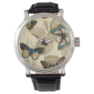 Reloj De Pulsera Mariposas que se deslizan sobre las hojas