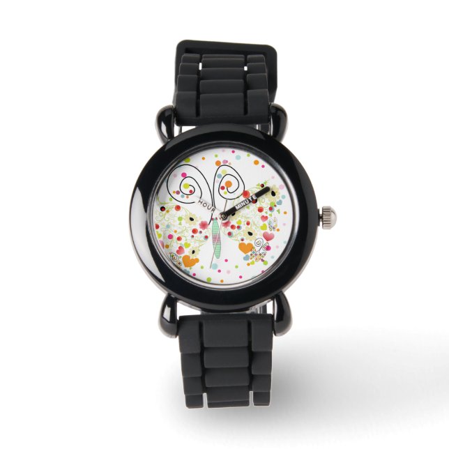 Reloj De Pulsera Mariposas retro de PixDezines (Anverso)