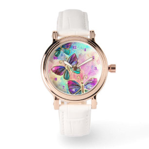Reloj De Pulsera Mariposas Rosa Púrpura Observan