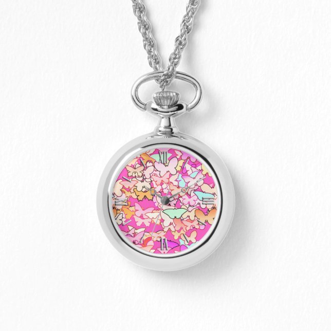 Reloj De Pulsera Mariposas, rosadas múltiples y profundas (Anverso)