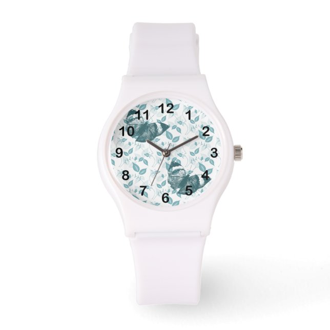 Reloj De Pulsera Mariposas verde azuladas (Anverso)