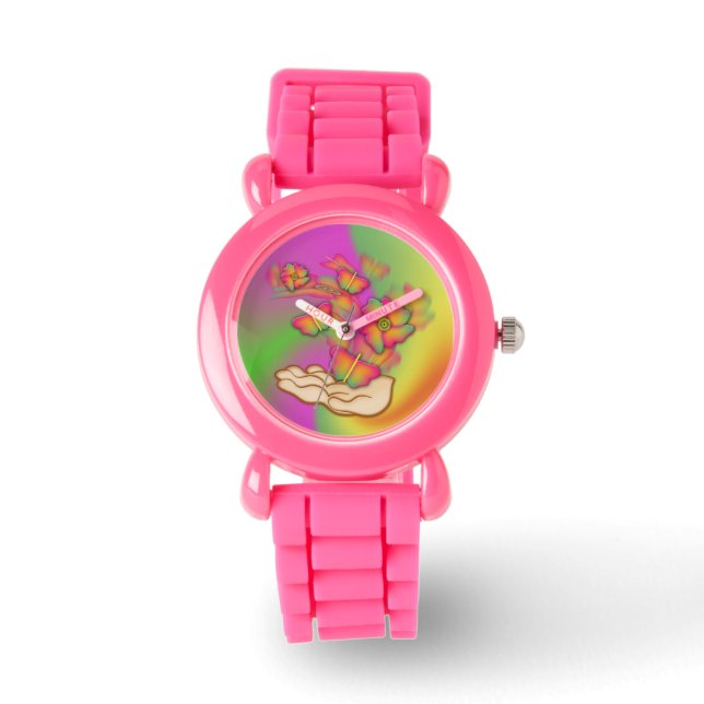 Reloj De Pulsera Mariposas y flores (Anverso)