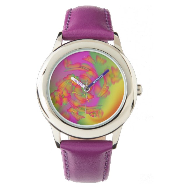 Reloj De Pulsera Mariposas y flores (Anverso)