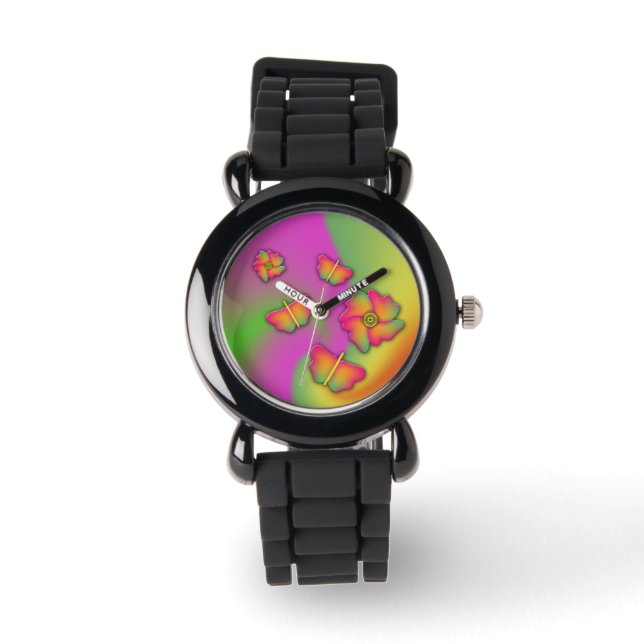 Reloj De Pulsera Mariposas y flores (Anverso)