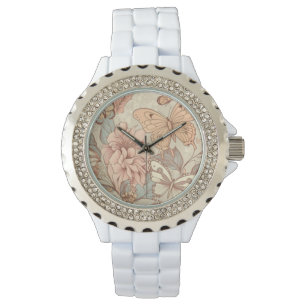 Reloj De Pulsera Mariposas y flores naranja ligero eWatch