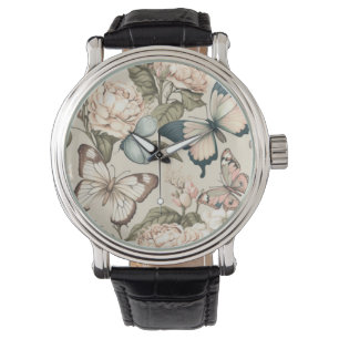 Reloj De Pulsera Mariposas y flores pastel