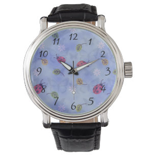 Reloj De Pulsera Mariquitas Flores y Hojas