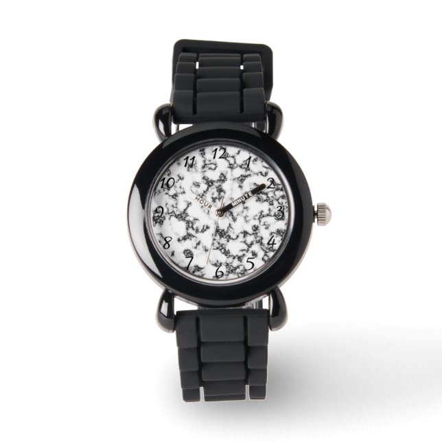 Reloj De Pulsera Mármol blanco negro (Anverso)