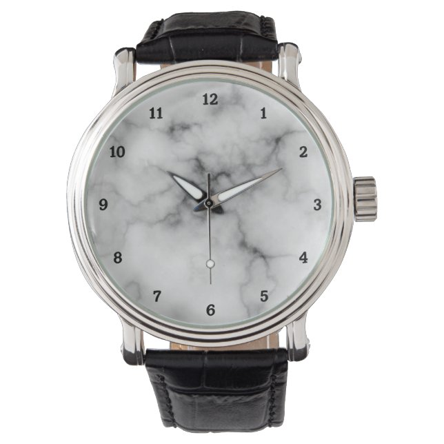 Reloj De Pulsera Mármol blanco y negro simulados (Anverso)