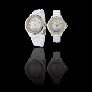 Reloj De Pulsera Mármol Falso Blanco Oro Elegante Personalizado