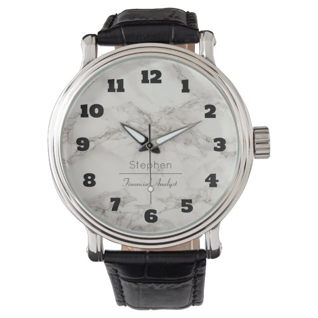 Reloj De Pulsera Mármol falso en el Taupe personalizado (Anverso)