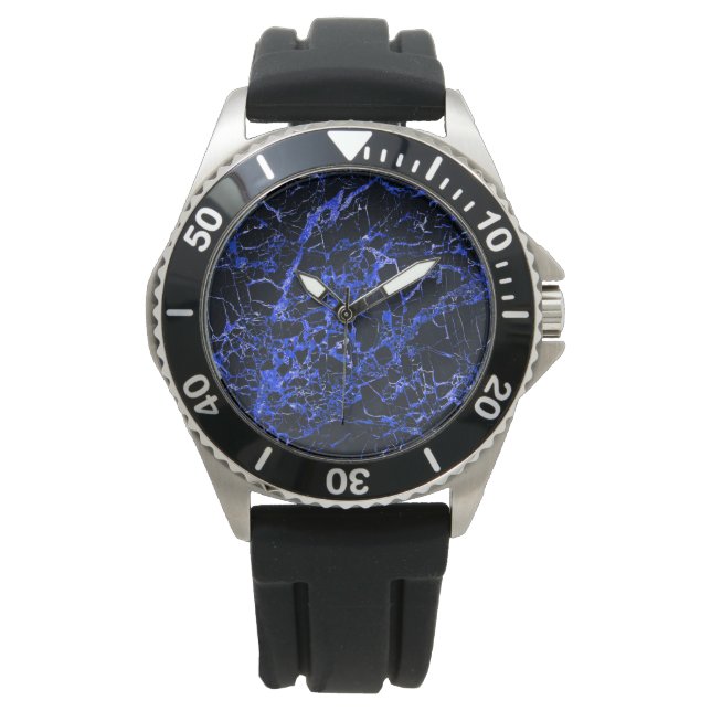 Reloj De Pulsera Mármol negro y azul, (Anverso)