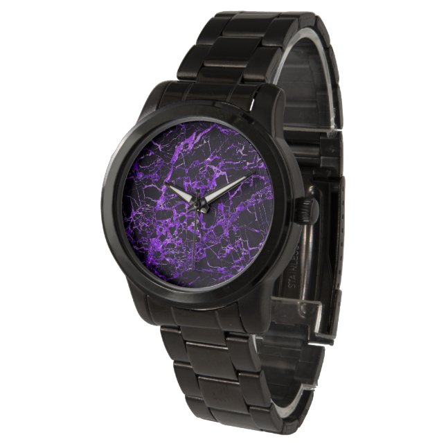 Reloj De Pulsera Mármol negro y púrpura, (Angular)