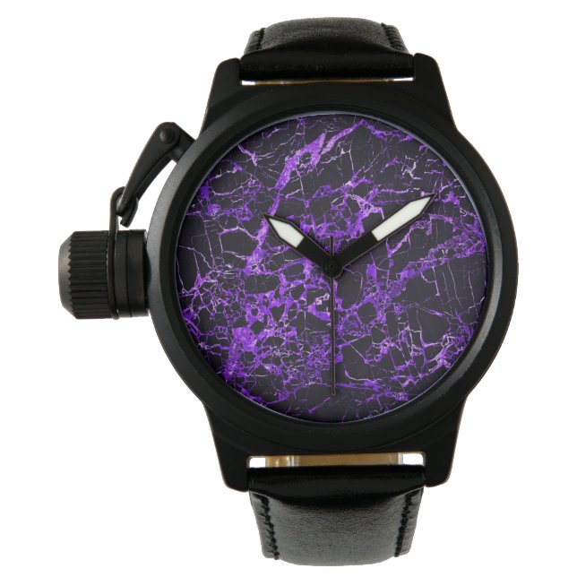 Reloj De Pulsera Mármol negro y púrpura, (Anverso)
