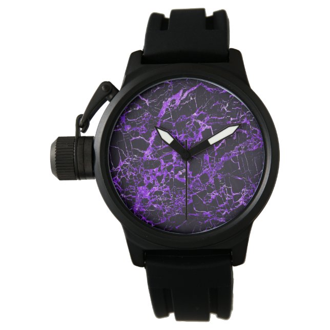 Reloj De Pulsera Mármol negro y púrpura, (Anverso)