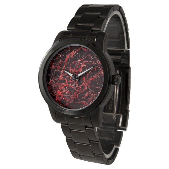 Reloj De Pulsera Mármol negro y rojo, (Angular)