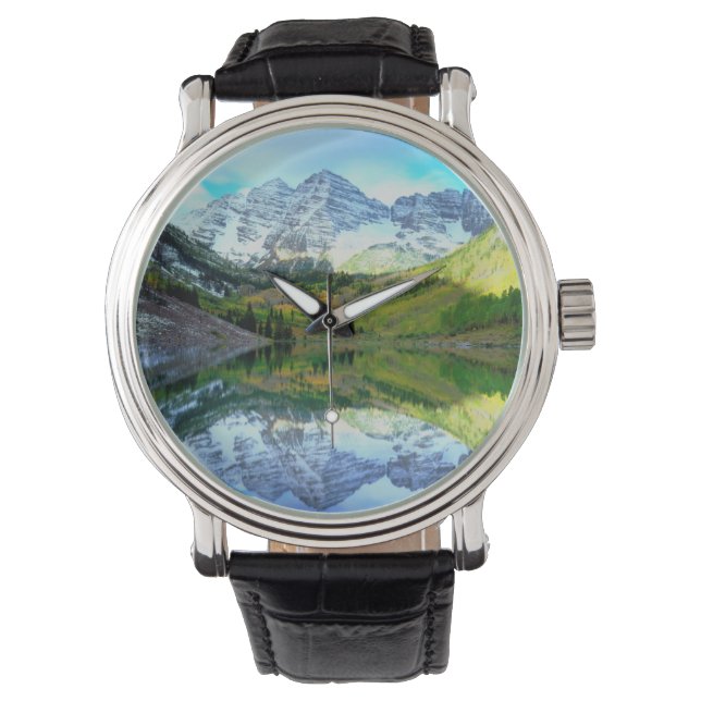 Reloj De Pulsera Maroon Bells reflejándose en Maroon Lake (Anverso)
