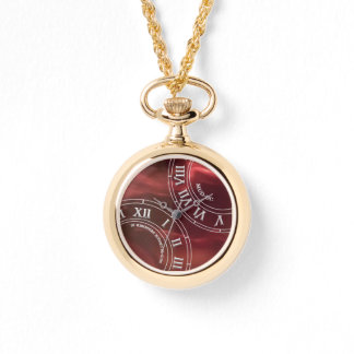 Reloj De Pulsera Maroon Glass RN Pocket Watch