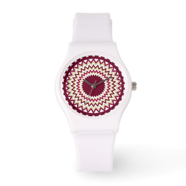 Reloj De Pulsera Maroon Zigzag del Suroeste (Anverso)