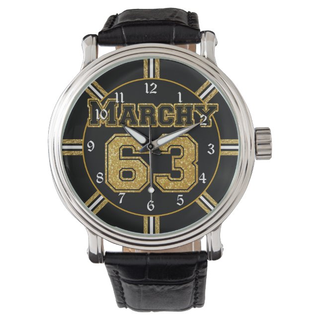Reloj De Pulsera Márquela de hockey 63 de Boston (Anverso)