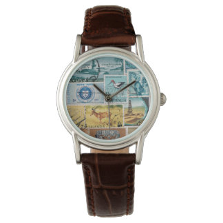 Reloj de pulsera marrón turquesa, estampado de reh