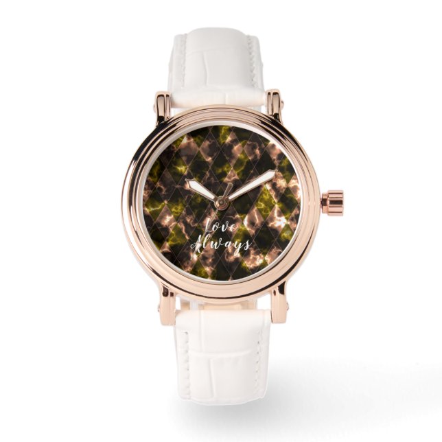 Reloj De Pulsera Marrón verde de vidrio contenido (Anverso)