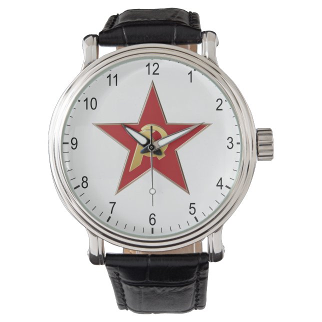 Reloj De Pulsera Martillo y hoz en la estrella roja (Anverso)