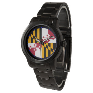 Reloj De Pulsera Maryland State Flag Blue Dial Design