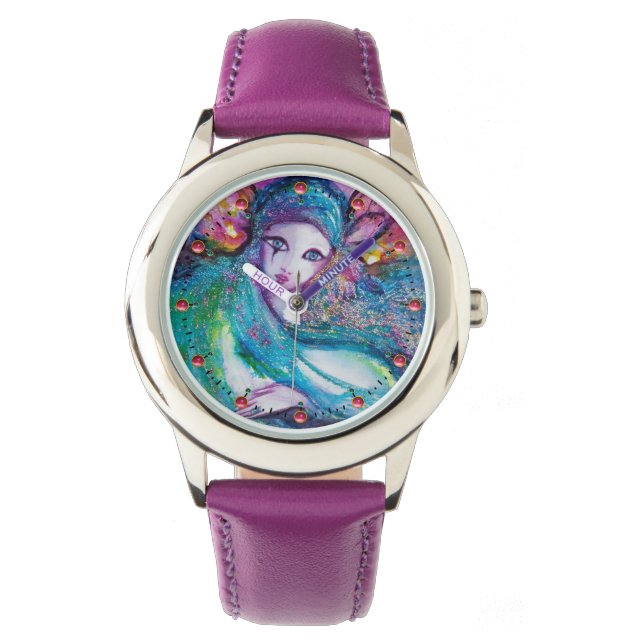 Reloj De Pulsera MÁSCARA AZUL DE LADY Elegante Mascarada Veneciana (Anverso)