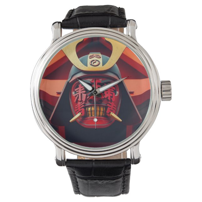 Reloj De Pulsera Máscara de samurái de anime roja (Anverso)