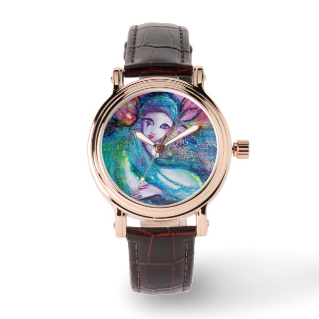 Reloj De Pulsera MÁSCARA EN LA Mascarada AZUL Veneciana (Anverso)